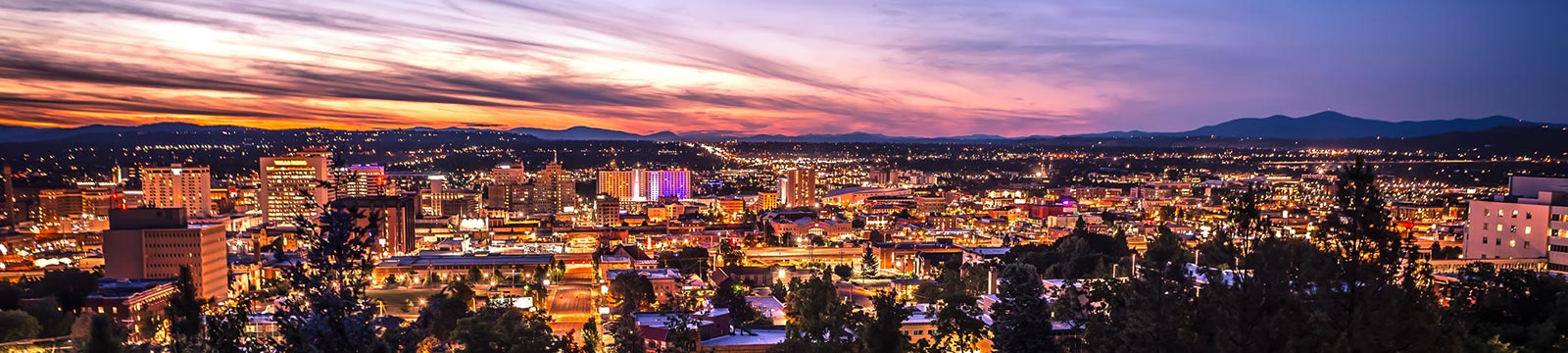 Overlooking city in the evening.