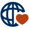 Heart and globe icon.