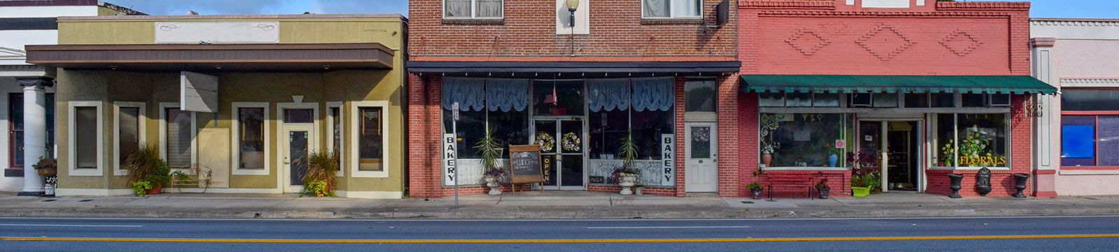 storefronts on street